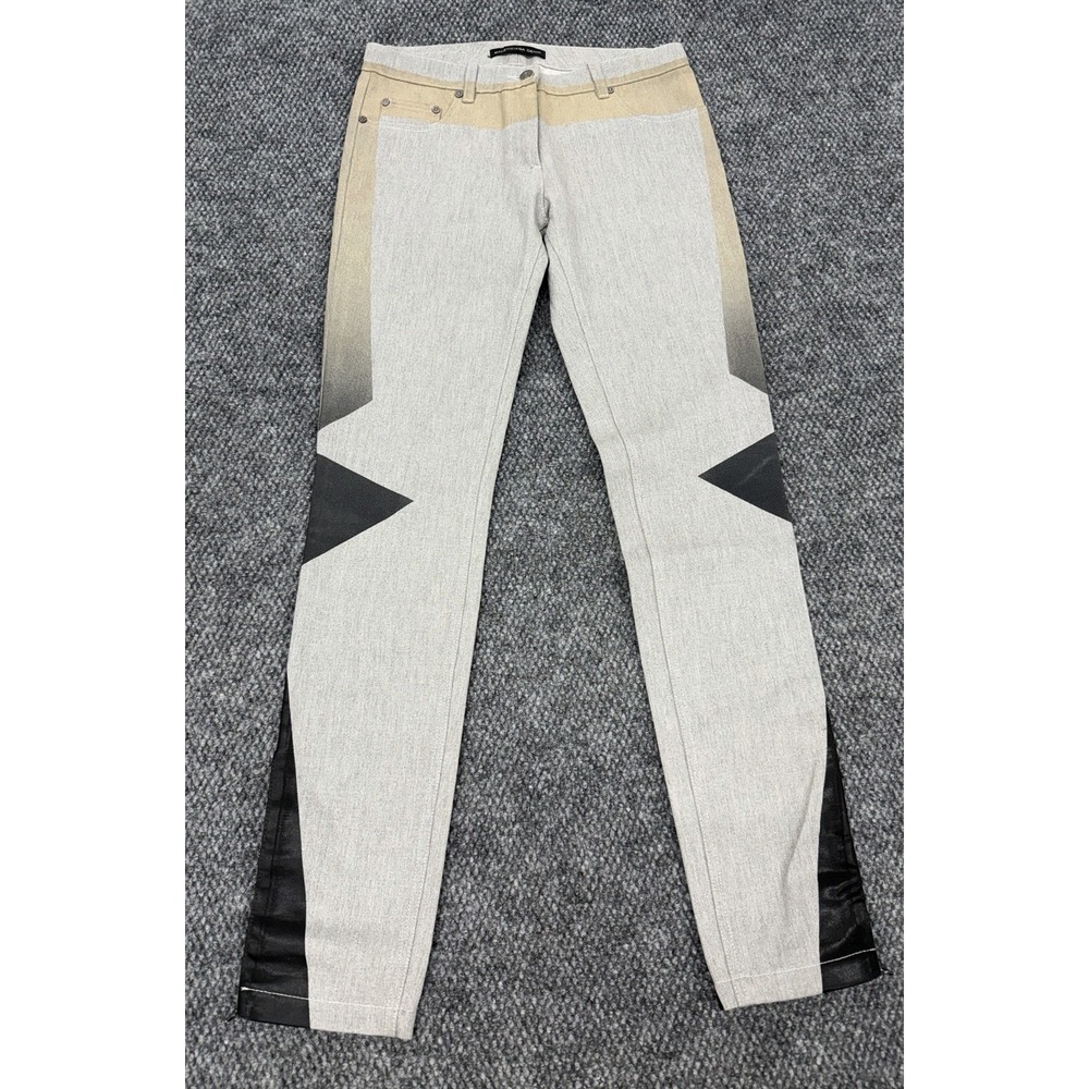 Balenciaga Denim Size 27 ColorBlock Grey Beige Black Panel Ankle Zip Jeans